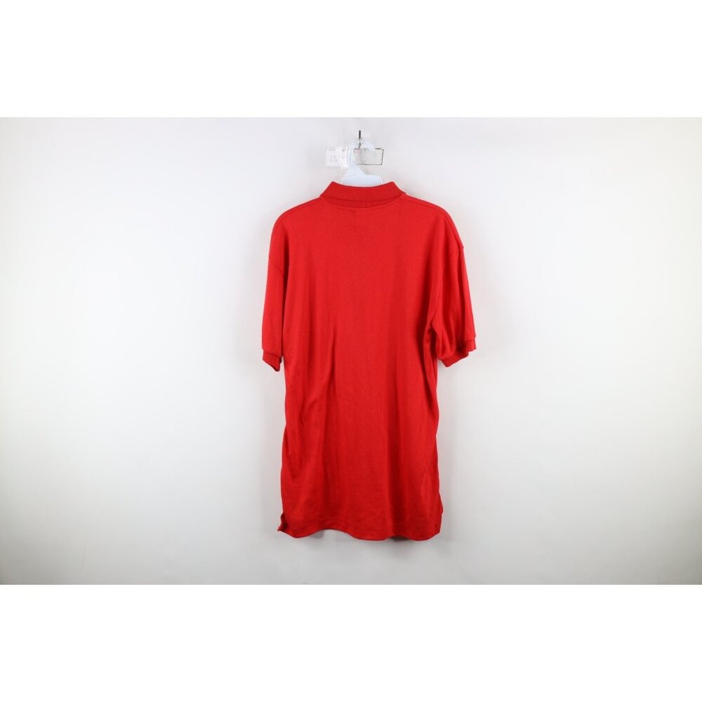 Vtg 80s 90s Streetwear Mens Medium Blank Knit Collared Golf Polo Shirt Red USA - Picture 13 of 15